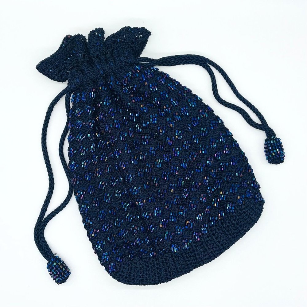 Vintage Crocheted Sequined Pouch Wristlet